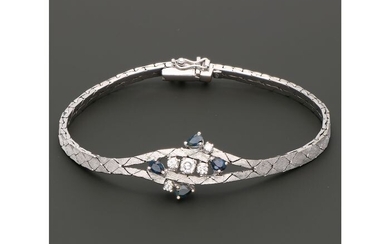 18 kt. Gold - Bracelet - 0.20 ct Diamond - Sapphire