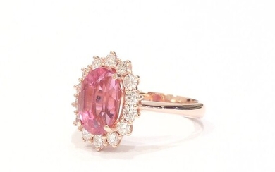 18 kt. Pink gold - Ring - 3.00 ct Pink tourmaline - Diamonds