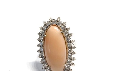 18 kt. White gold - Ring Coral - Diamond