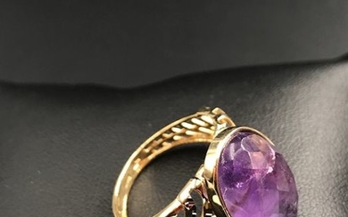 18 kt. White gold, Yellow gold - Ring - 3.00 ct Amethyst