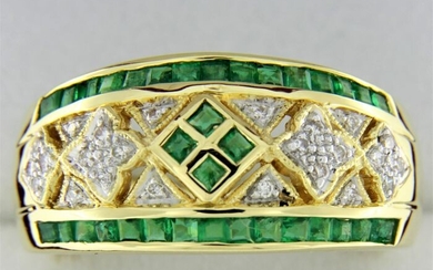 18 kt. Yellow gold - Ring - 1.40 ct Emeralds