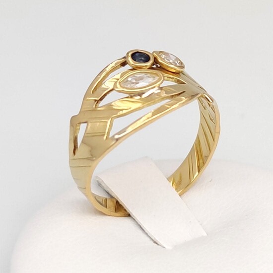 18 kt.Yellow gold - Ring with Sapphire