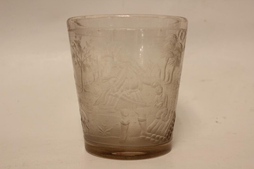 18th.C Glass Carved Jewish Subject Cup