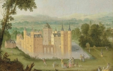 Claes Jacobsz. van der Heck (Alkmaar 1575/81-1652) and Workshop, The Castle of Egmond aan den Hoef, with elegant company in the foreground