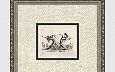 1920 Jacques CALLOT Limited Engraving "Scaramucia & Fricasso" Framed