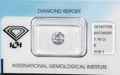 Natural brilliant cut diamond 1.16 ct - VVS1/E Certificate