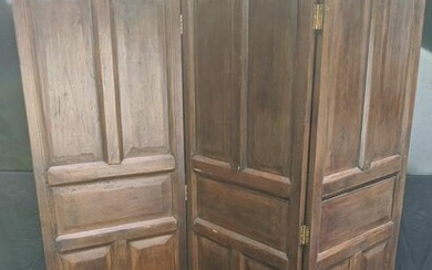 1940's 3 Panel Wood Tibetan Screen Room Divider