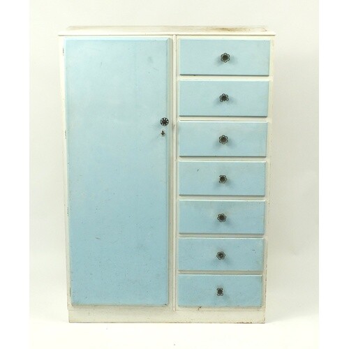 1950/60's tallboy fitted with seven drawers, 143cm H x 99cm ...