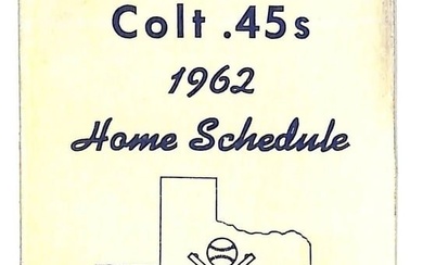 1962 Houston Colt 45's Pocket Schedule First Year of Franchise