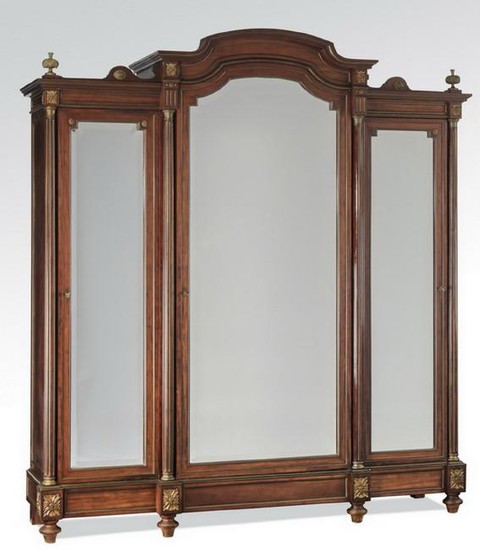 19th c. French bronze mounted walnut armoire