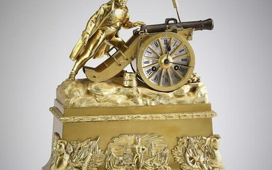 19th c. French gilt bronze Napoleon mantel clock