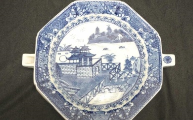 19th century Chinese blue & white plate warmer