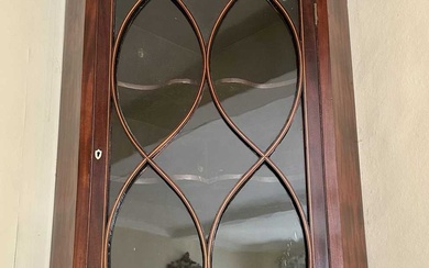 19th century inlaid mahogany hanging corner cupboard