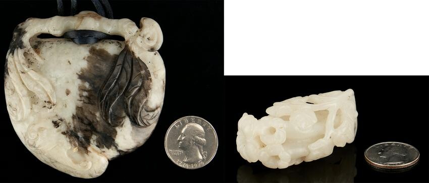 2 Chinese Carved Jade Items, incl. White Jade