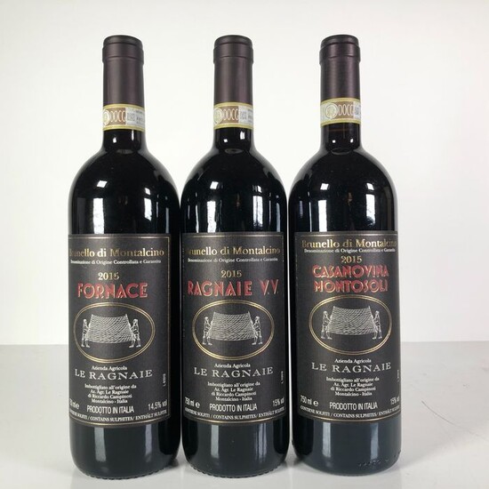 2015 Le Ragnaie Cru Selection: Fornace & V.V. Vigna Vecchia & Casanovina Montosoli - Brunello di Montalcino DOCG - 3 Bottles (0.75L)