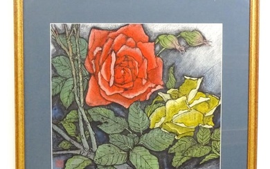 20th century, Chinese School, Artist's Proof, A study of Roses. Signed with Character seal lower