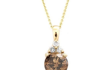 2.17 tcw Diamond Pendant - 14 kt. Yellow gold - Necklace with pendant - 2.08 ct Diamond - 0.09 ct Diamonds - No Reserve Price