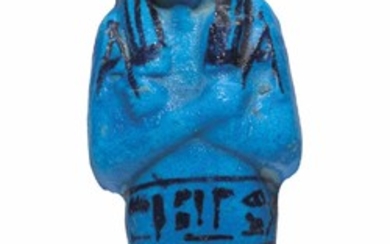 AN EGYPTIAN BRIGHT BLUE FAIENCE SHABTI FOR THE HIGH PRIEST OF AMUN, PINUDJEM II, THIRD INTERMEDIATE PERIOD, 21ST DYNASTY, CIRCA 990-976 B.C.