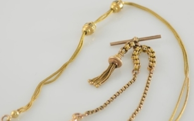 Biedermeier-pocket-watch chain in 14k pink/yellow gold, around...