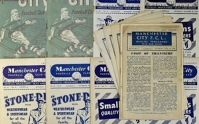 COLLECTION OF MANCHESTER CITY HOME PROGRAMMES TO INCLUDE 1944 45 TRANMERE ROVERS 1945 46 BARNSLEY 1946 47 COVENTRY CITY 1947 48 BLACKBURN ROVERS HUDDERSFIELD