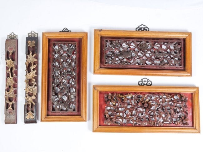 5 PC. CARVED & PIERCED ASIAN WALL PLAQUES