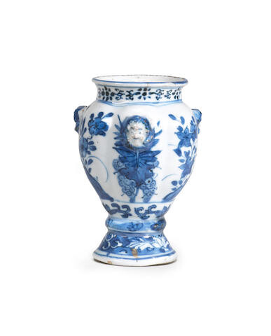 A blue and white 'Jesuit' jar