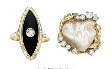 55391: Freshwater Cultured Pearl, Diamond, Black Onyx
