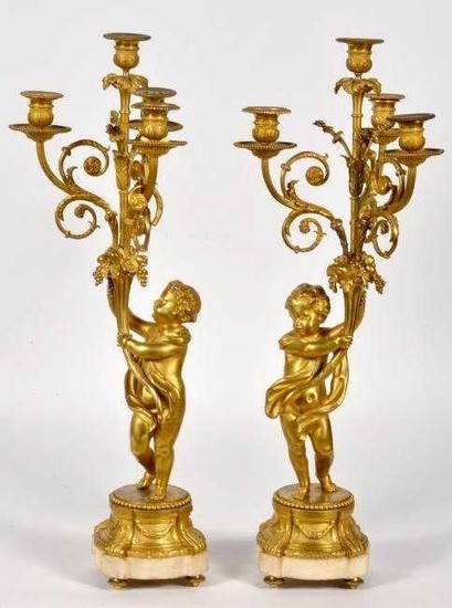 A VERY FINE PAIR OF 19TH C. FRENCH BRONZE CANDELABRA