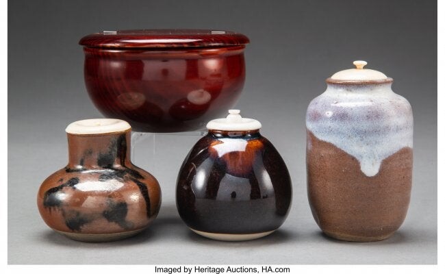 78391: A Group of Three Japanese Ceramic Chaire and a L