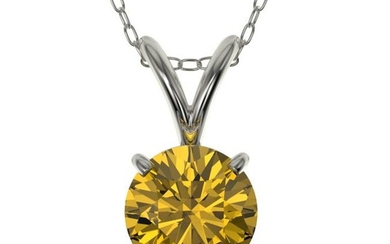.79 ctw Certified Intense Yellow Diamond Necklace 10k