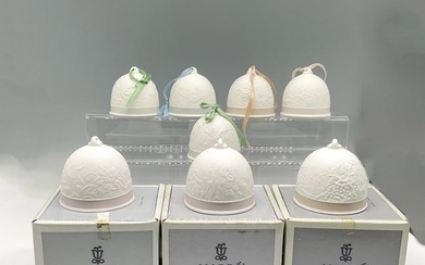 8pc Lladro Porcelain Season Bell Ornaments