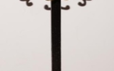 Brass, Black-Painted Cast-Iron and Wood Umbrella Stand