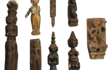 (8) Carved Wood Architectural Figures & Elements
