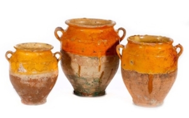 Three 19th century stoneware pots.