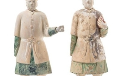 * Two Painted Pottery Male Figures