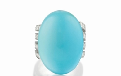 A Very Fine Turquoise and Diamond Ring