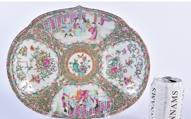 A 19TH CENTURY CHINESE CANTON FAMILLE ROSE PORCELAIN DISH Qi...