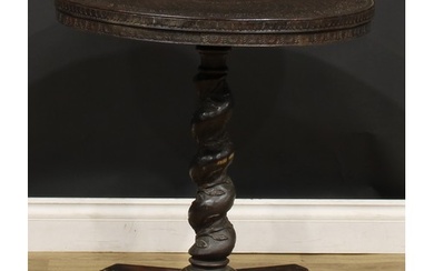 A 19th century Indian hardwood pedestal occasional table, ci...