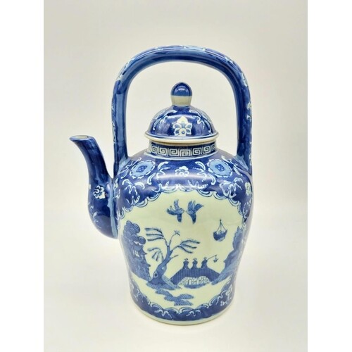 A Beautiful Antique Chinese Qing Dynasty Period Teapot. Blue...