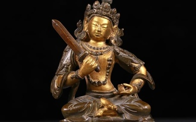 A Brilliant Gilt-Bronze Figure Of Bodhisattva