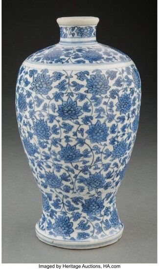 A Chinese Blue and White Lotus Vase 10-1/2 x 6 i
