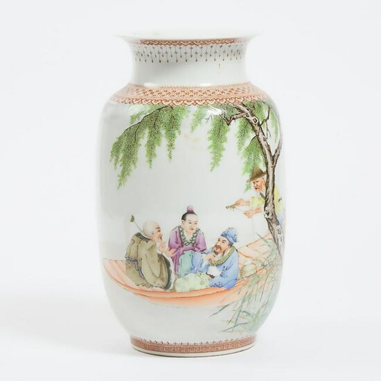 A Chinese Famille Rose 'Figural' Vase, Mid 20th