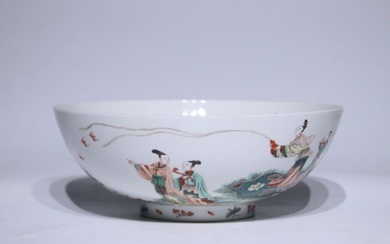 A Chinese Wucai Porcelain Bowl of Figures Story