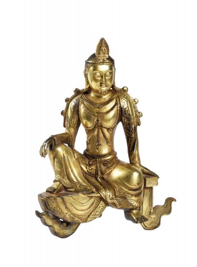 A Chinese gilt-bronze seated figure of Buddhistava