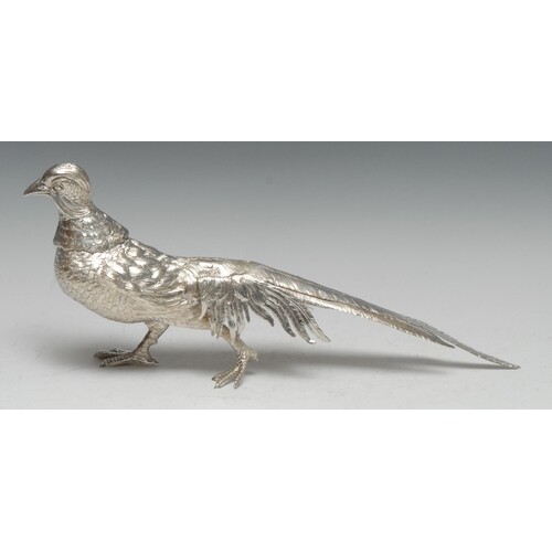 A Continental silver novelty canister, cast as a pheasant, 3...