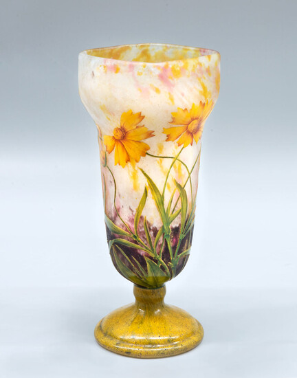 A Daum Nancy Cameo and Enamel Glass Vase, France, 1900-1914