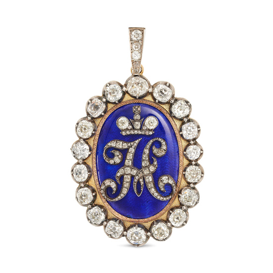 A FINE ANTIQUE IMPERIAL RUSSIAN DIAMOND AND ENAMEL ...