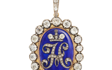 A FINE ANTIQUE IMPERIAL RUSSIAN DIAMOND AND ENAMEL ...