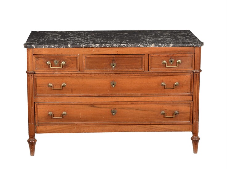 A French Directoire fruitwood and marble topped commode