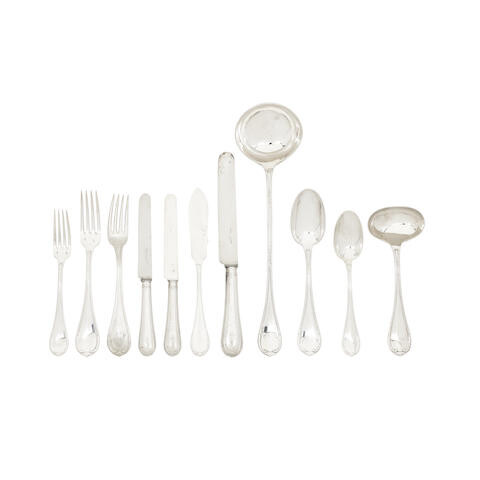 A French silver table service of flatware and cutlery